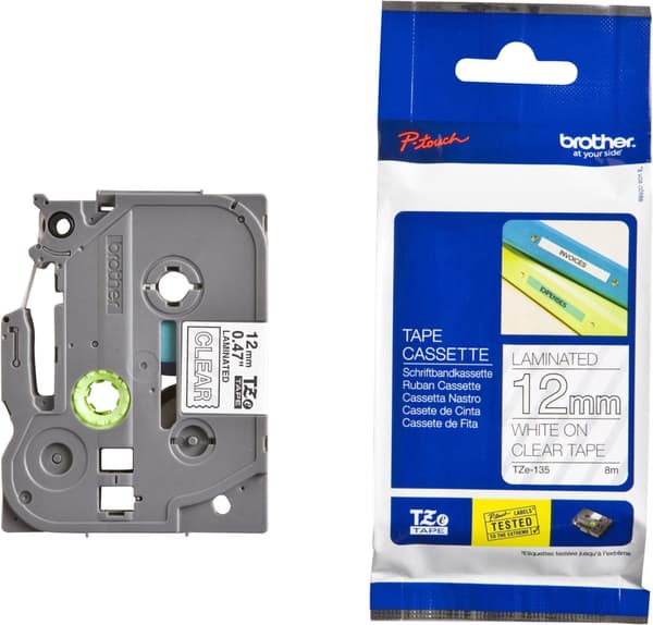 Tape BROTHER TZE135 12mm Vit på Klar