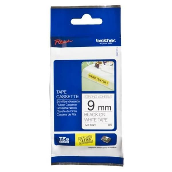 Original Bläckpatron Brother TZES221 Vit 9 mm