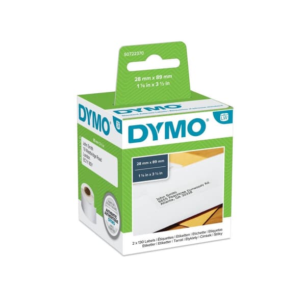 Etiketter till Skrivare Dymo 99010 28 x 89 mm LabelWriter™ Vit Svart (6 antal)