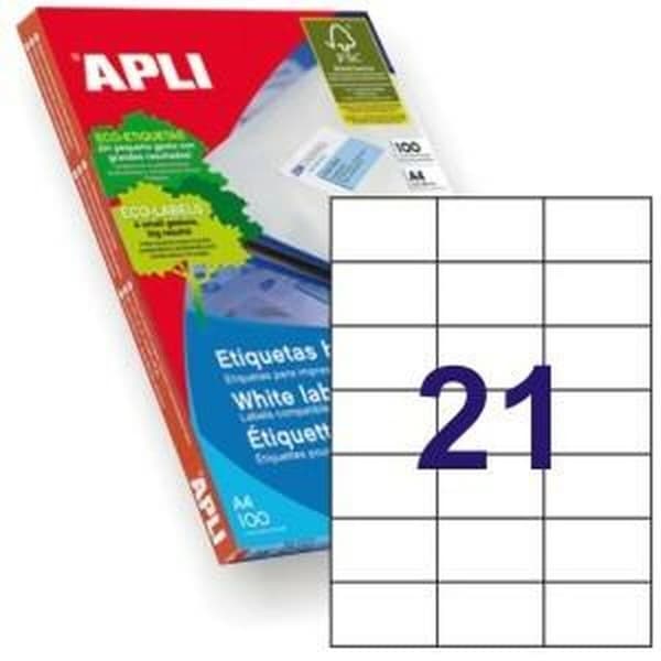 Selvklæbende etiketter Apli 1276 Hvid 100 Ark 70 x 42,4 mm