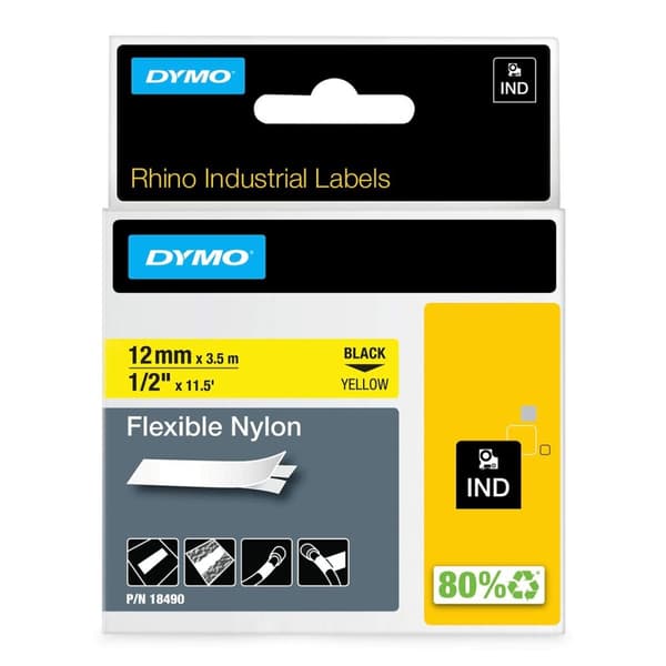 Laminerat Band Dymo Nylon Flexible IND Multicolour Svart/Gul