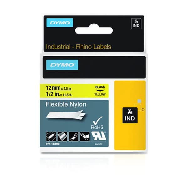 Laminerat Band Dymo Nylon Flexible IND Multicolour Svart/Gul