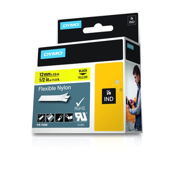 Laminerat Band Dymo Nylon Flexible IND Multicolour Svart/Gul