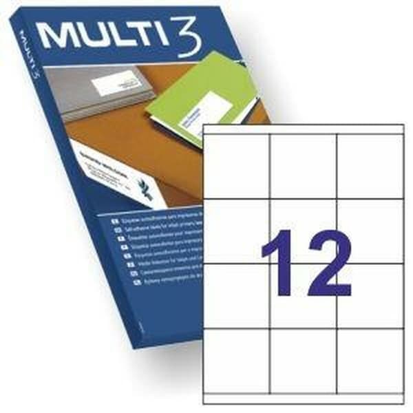 Printer labels MULTI 3 Hvid ret 100 Ark 70 x 67,7 mm