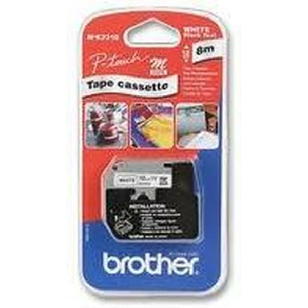 Lamineret tape til mærkningsmaskiner Brother M-K231B Sort Sort/Hvid 12 mm