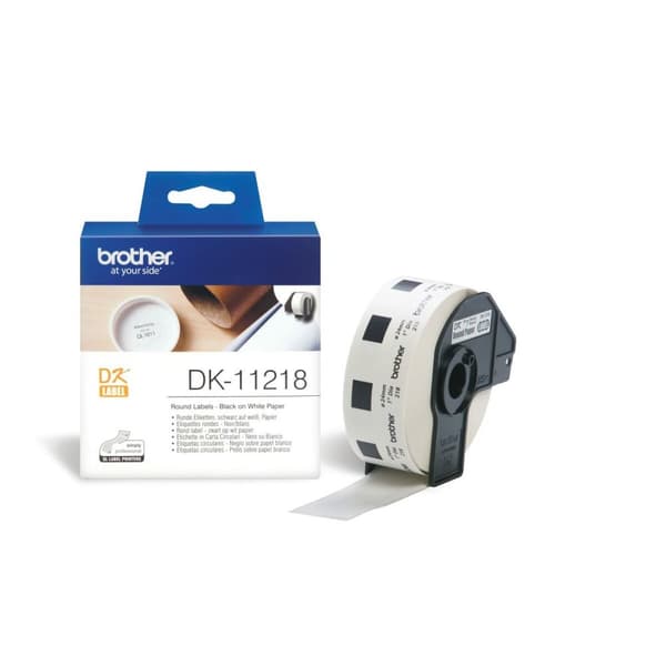 Printer labels Brother DK-11218 24 mm (1000 uds) Hvid Sort/Hvid