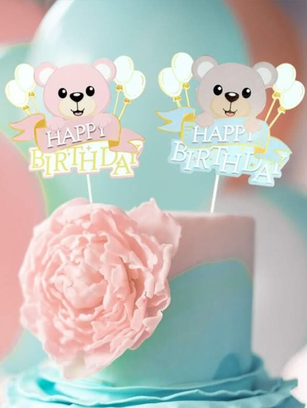 Happy birthday Cartoon Bear Cake Topper