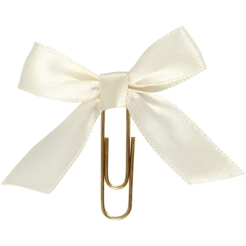 Gem i Guld med rosett i creme sidenband 5st.