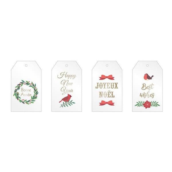 Presentetiketter - ARTEMIO - God Jul - transparenta - 8-pack - 4,5 x 7,5 cm