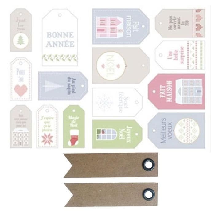 15 Home Sweet Home juletiketter + 20 st kraftetiketter