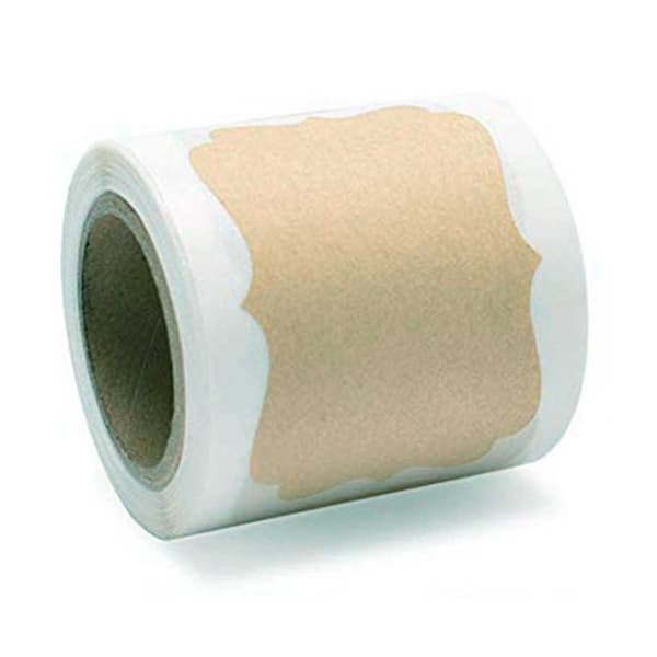 250st Kraft -paperi -etiketit tölkeille, lahjoille + lyijykynä