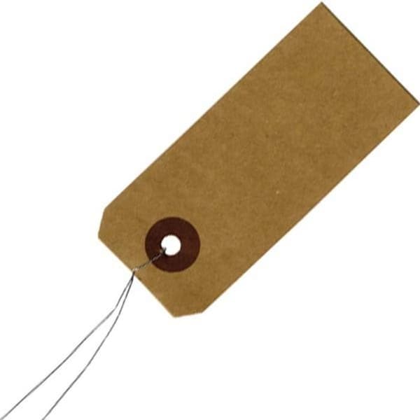 100 kraftetiketter 9 x 4 cm med metalltråd