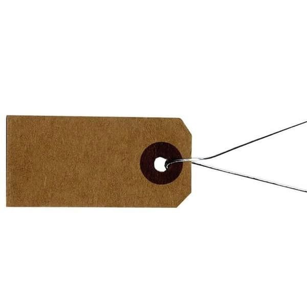 100 kraftetiketter 4 x 2 cm med metalltråd