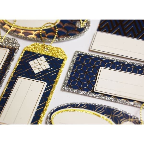 8 självhäftande presentetiketter - Geometrisk - Glitter