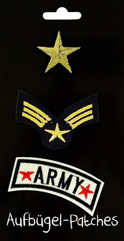 3 st Strykplåster/Tygmärke/Patches: Army & Stjärna med Vingar