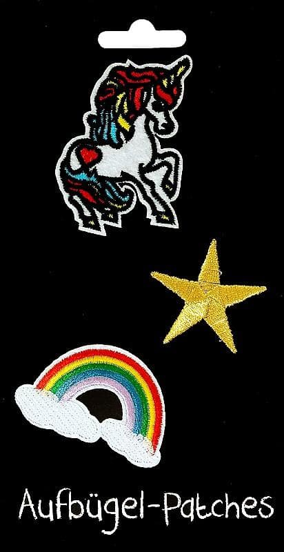 3 st Strykplåster/Tygmärke/Patches: Regnbåge, Stjärna & Unicorn