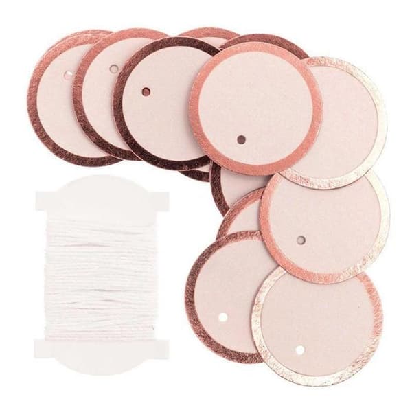 24 runda rosa hängande etiketter med blank kontur
