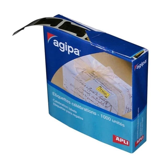 Etiketter Glad Födelsetag - AGIPA - Rulle med 1000 - Vit - 19 x 34 mm