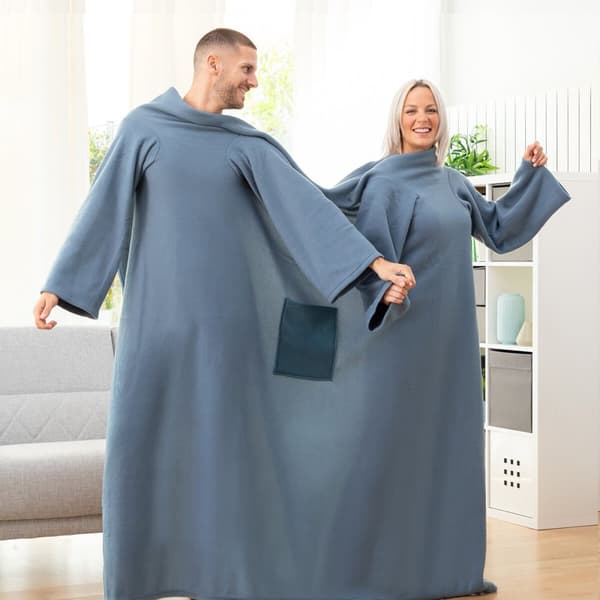 Dobbelt Krammetæppe mede centreret lomme Doublanket InnovaGoods - Blå