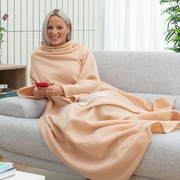 Enkelt ermet teppe med sentral lomme Faboulazy InnovaGoods - Beige
