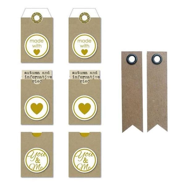Klämmor med kärlek Kraft + 20 fanjong klämmor i kraftpapper
