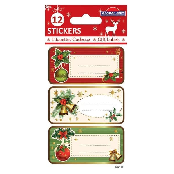 12 julklistermärken - Holly