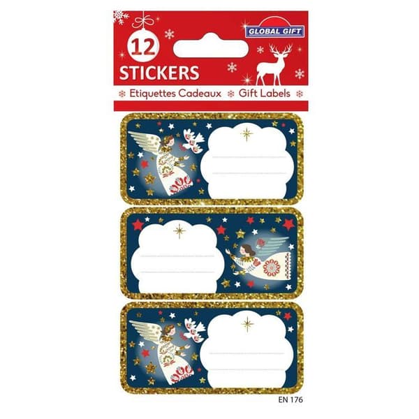12 klisteretiketter med julmotiv - Julänglar