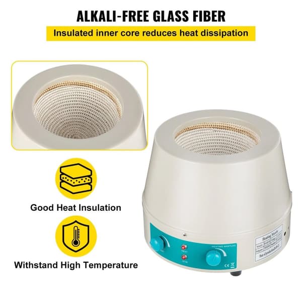 500W 450°C 2000rpm 500ml magnetisk omrörare värmemantel, dubbelfunktion, stor värmeyta, kontinuerligt arbete, stabil drift