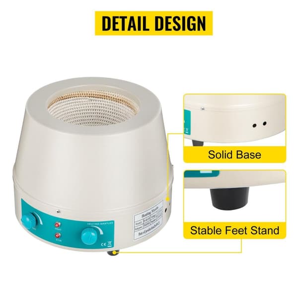 500W 450°C 2000rpm 500ml magnetisk omrörare värmemantel, dubbelfunktion, stor värmeyta, kontinuerligt arbete, stabil drift