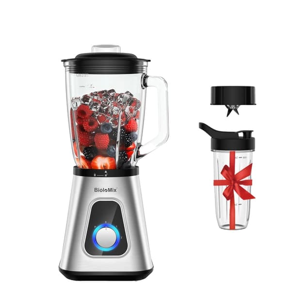 BioloMix Smoothie Blender, 1300W Effekt, 1,5L Glasburk,EU-plugg, VIT