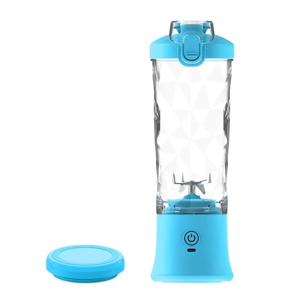 Bærbar blender, 600 ml kapacitet, USB genopladelig,blå