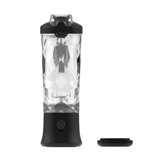 Kannettava tehosekoitin, 600 ml kapasiteetti, USB-ladattava,musta