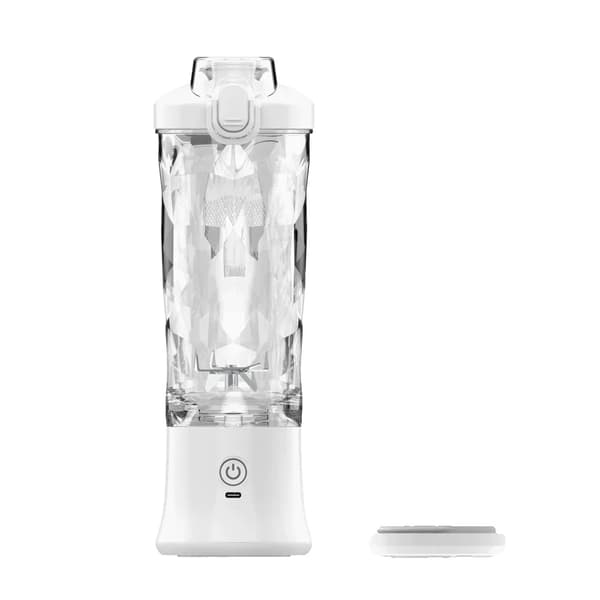 Kannettava tehosekoitin, 600 ml kapasiteetti, USB-ladattava,valkoinen