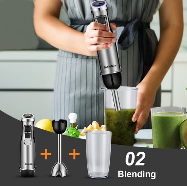 BioloMix Håndblender, 4 i 1 Funktionalitet, 1200W Effekt,4 i 1, 220V