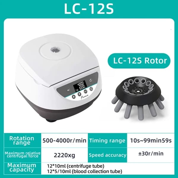 Centrifugemaskine, digital kontrol, flere rørostørrelser, LC-6S, EU-stik