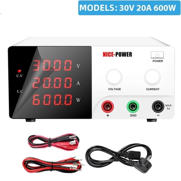 Lab Skiftende DC Strømforsyning, 500W Udgangseffekt, Justerbar Strøm og Spænding, SC-30V20A 600W-Black, 220V