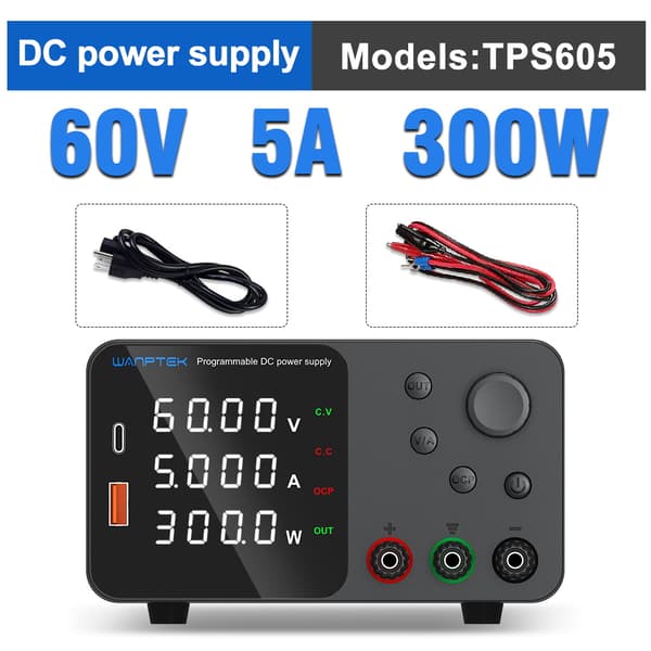 Laboratoriopenkkivirtalähde 300W laboratoriokytkentävirtalähde Säädettävä digitaalinen lähde 60V 5A jännitteenvakain, TPS605
