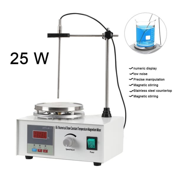 Magnetisk rører med varmeplade, 2000 RPM maksimal hastighed, 1000 ml kapacitet, LED-display