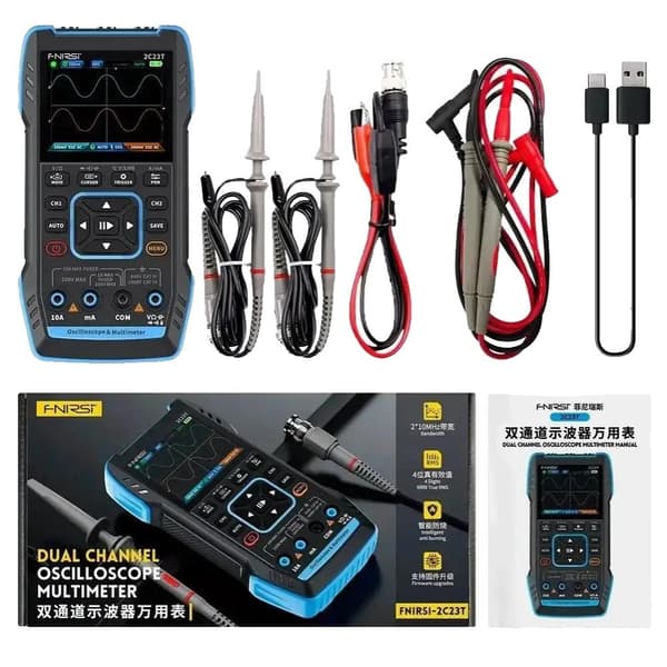 Dual Channel Digital Oscilloscope, 2,8-tums skärm, 6 timmars batteri,2C23T Engelsk högkonfiguration
