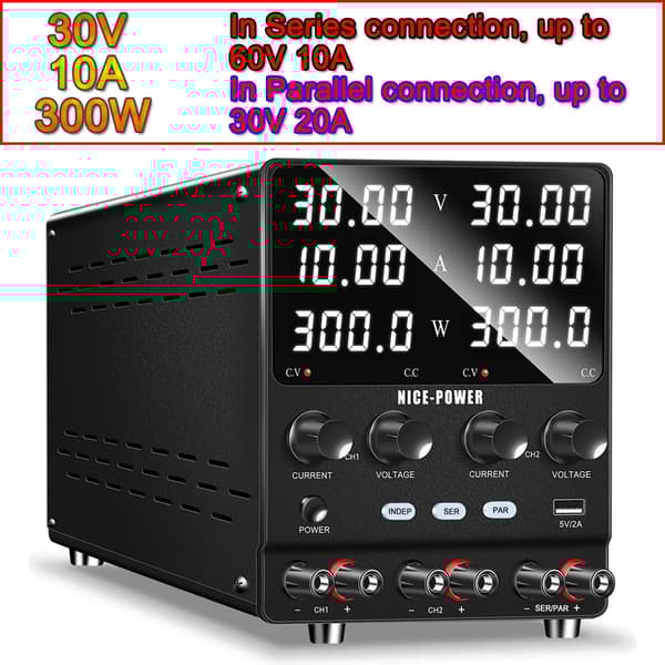 Dual Output Lab Power Supply, 60V 5A, 30V 10A,Dobbelt udgang 30V 10A, 220V