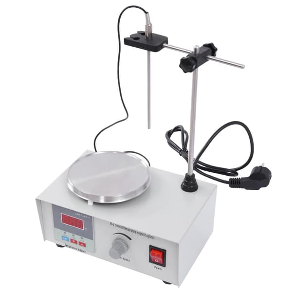 Magnetisk Rører Hotplate Mixer, 250W Opvarmningskraft, 0-2000rpm Hastighedsjustering,Sølv