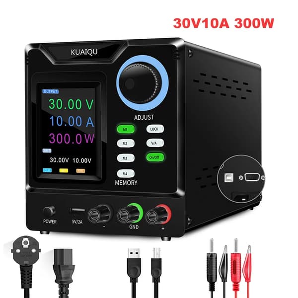 Programmerbar DC-strømforsyning, flere udgangsmuligheder, USB- og RS-232-interface,AC 220V, Ny SPPS-D3010-232