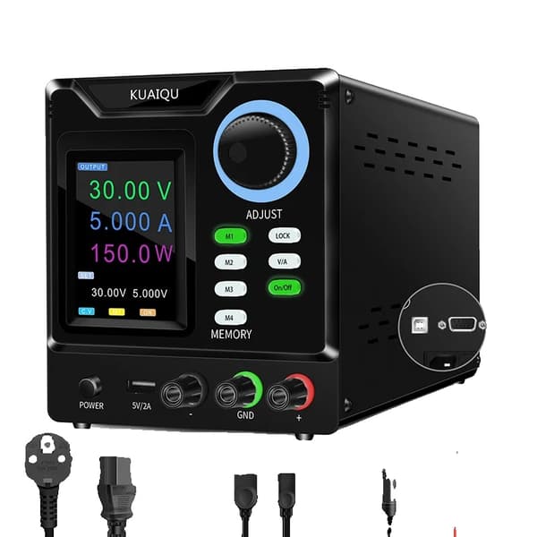 Programmerbar DC-strømforsyning, flere udgangsmuligheder, USB- og RS-232-interface,AC 220V, Ny SPPS-D305-232