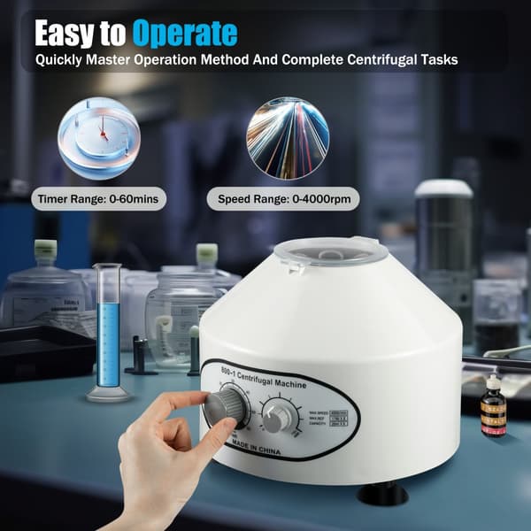 Elektrisk laboratoriecentrifug, 25W effekt, 4000rpm hastighet, 6 rör kapacitet