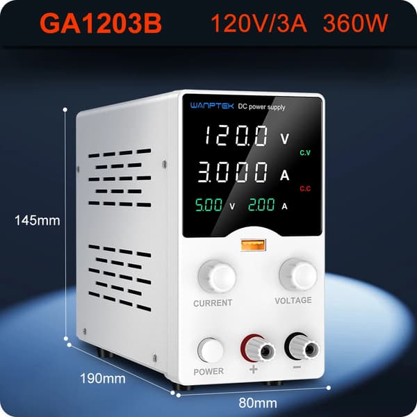 DC-virransyöttö, säädettävä jännite, säädettävä virta, kompakti muotoilu,GA1203B 120V 3A