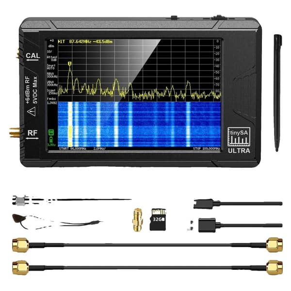 Lille spektrometer, 4 tommer skærm, indgangsfrekvensområde 100 kHz til 5,3 GHz, batterilevetid mindst 2 timer,TinySA ULTRA