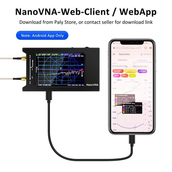 MUSTOOL NanoVNA-H4, 50 kHz - 1,5 GHz taajuusalue, 0 dBm RF-lähtö, 4" TFT-näyttö
