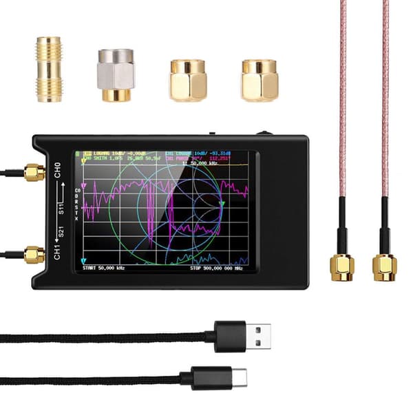 MUSTOOL NanoVNA-H4, 50 kHz - 1,5 GHz taajuusalue, 0 dBm RF-lähtö, 4" TFT-näyttö