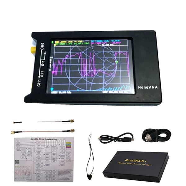 MUSTOOL NanoVNA-H4, 50 kHz - 1,5 GHz taajuusalue, 0 dBm RF-lähtö, 4" TFT-näyttö