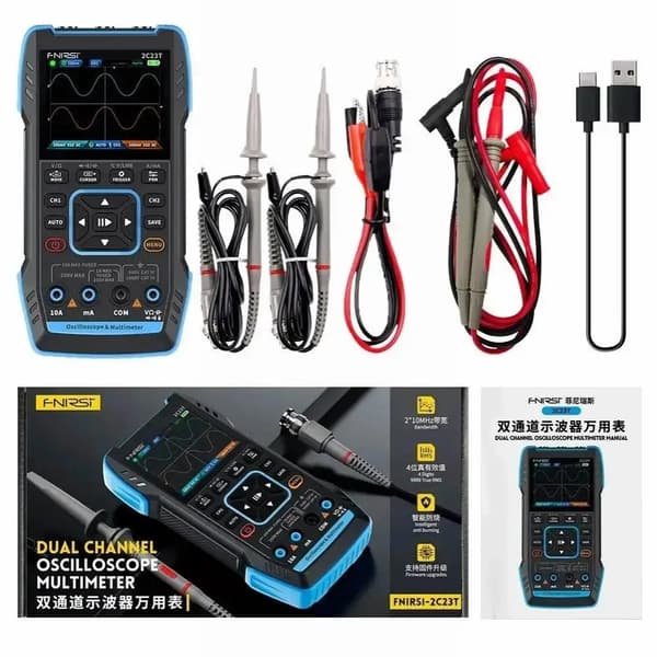 Dual Channel Digital Oscilloscope, 2,8-tommer skærm, 6 timers batteri,2C23T Dansk høj konfiguration
